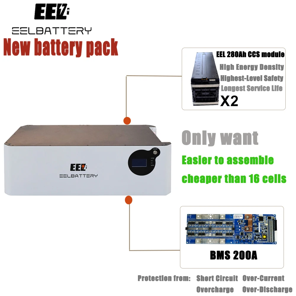 EEL 5 кВтч 15 48 В 100ah 280ah 51 2 lifepo4 батарея солнечная система хранения энергии для дома литий-ионный аккумулятор