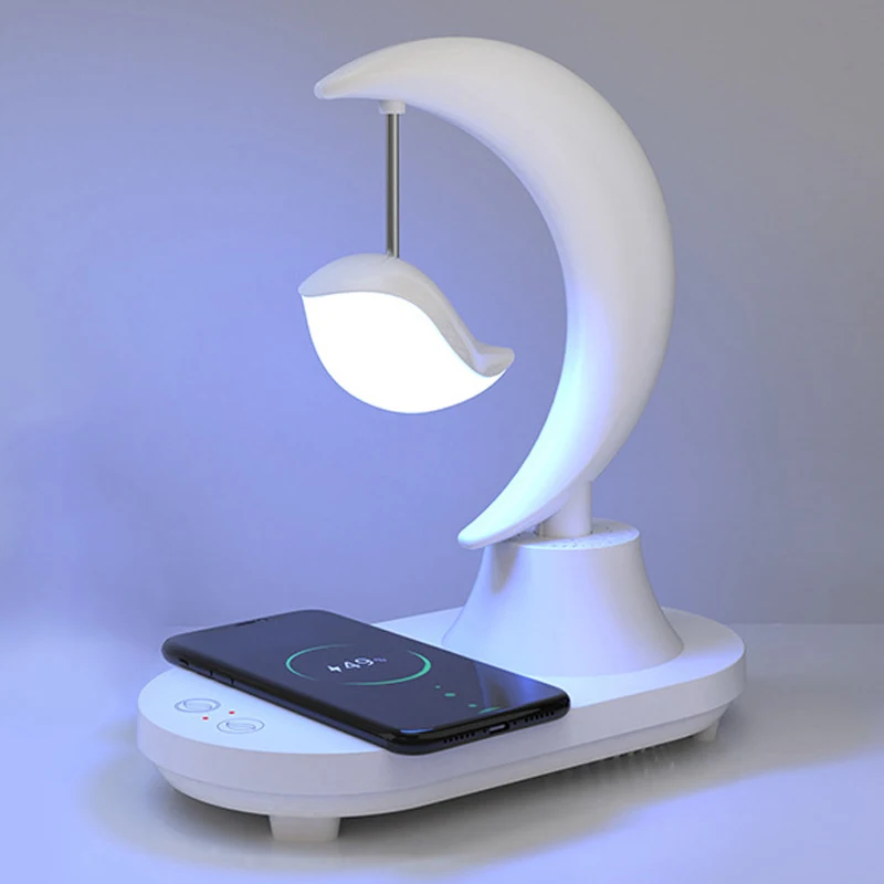 LED Bedside RGB Colorful Wireless Mobile Phone Charger Table Lamp with Bluetooths Speaker Charging Creative Gift Night Light