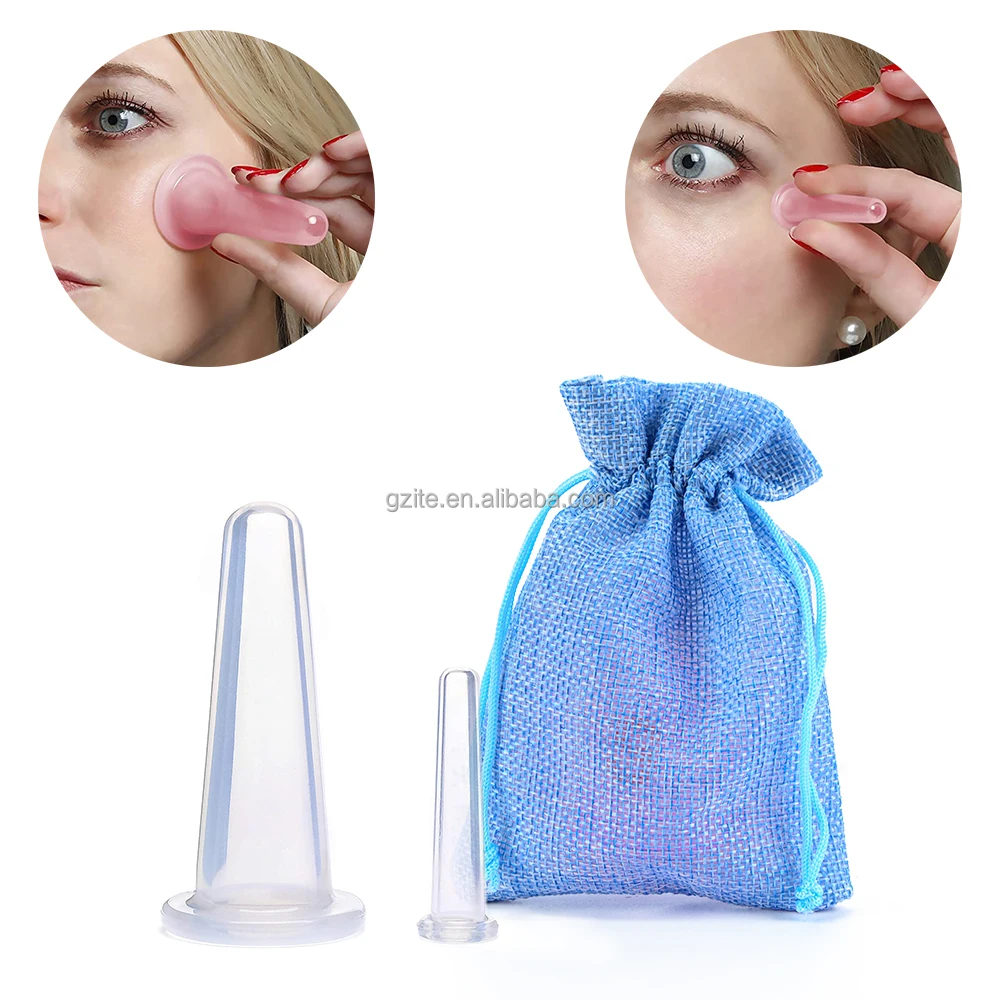 Portable BPA free silicone therapy suction massage cups  medical grade silicone body face massage  cupping set