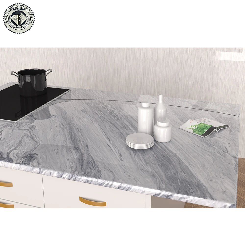 Cut to size calacatta quartz slab kitchen marble prefabricated countertop artificial quartz stone