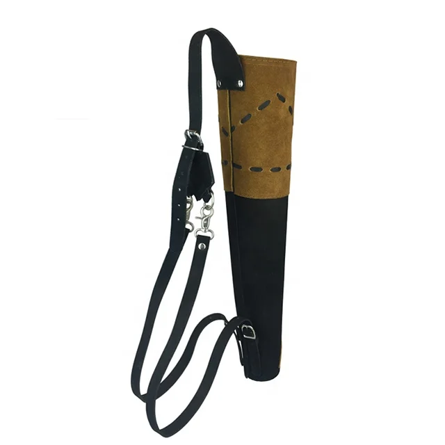 Traditional Archery Arrow Quiver Leather Shoulder Back Quiver for Outdoor Sport