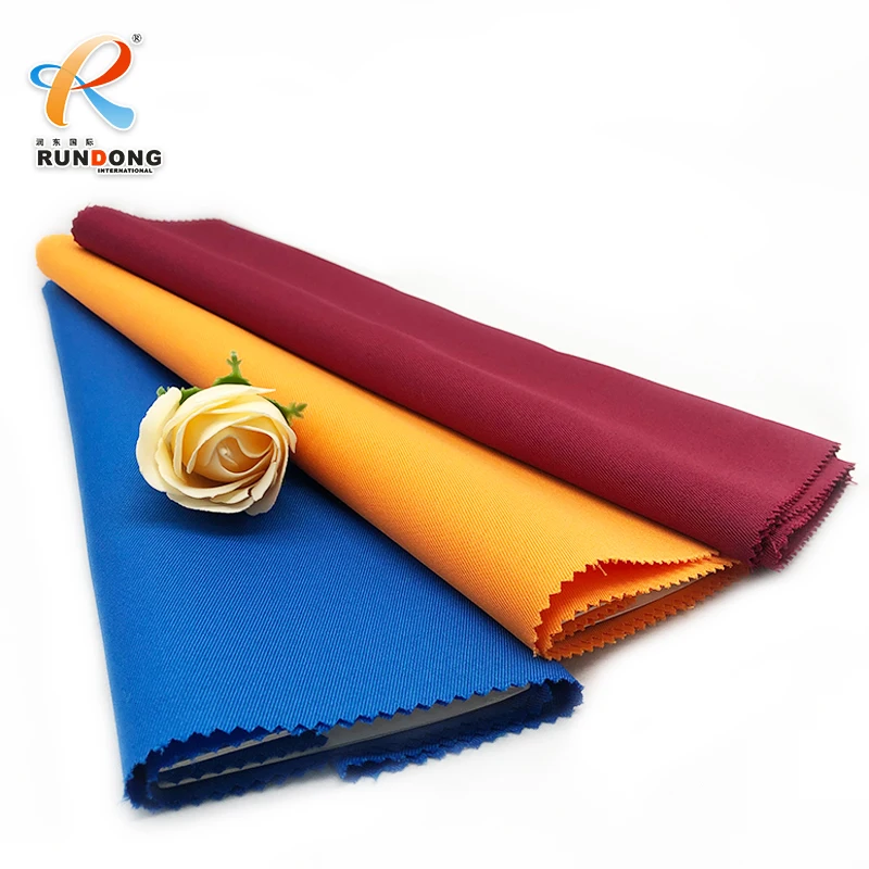 Rundong custom combed  woven 100% spandex plain  polyester  cotton  twill  fabric tissu for uniform garbadine fabric