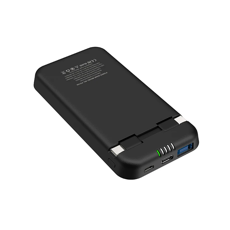 
Portable Power Display Type-C Bidirectional Fast Charger Power Bank with Removable Built-in Charging Cable 
