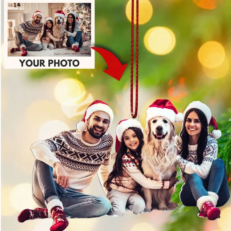 Personalized Custom Acrylic Family Christmas Photo Ornament Xmas Gift ornaments for christmas tree