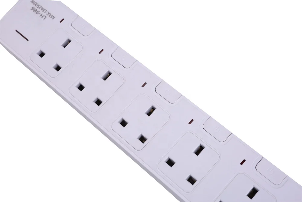 extension cord UK Socket 3 Pin British 5 plug extension board switch and socket