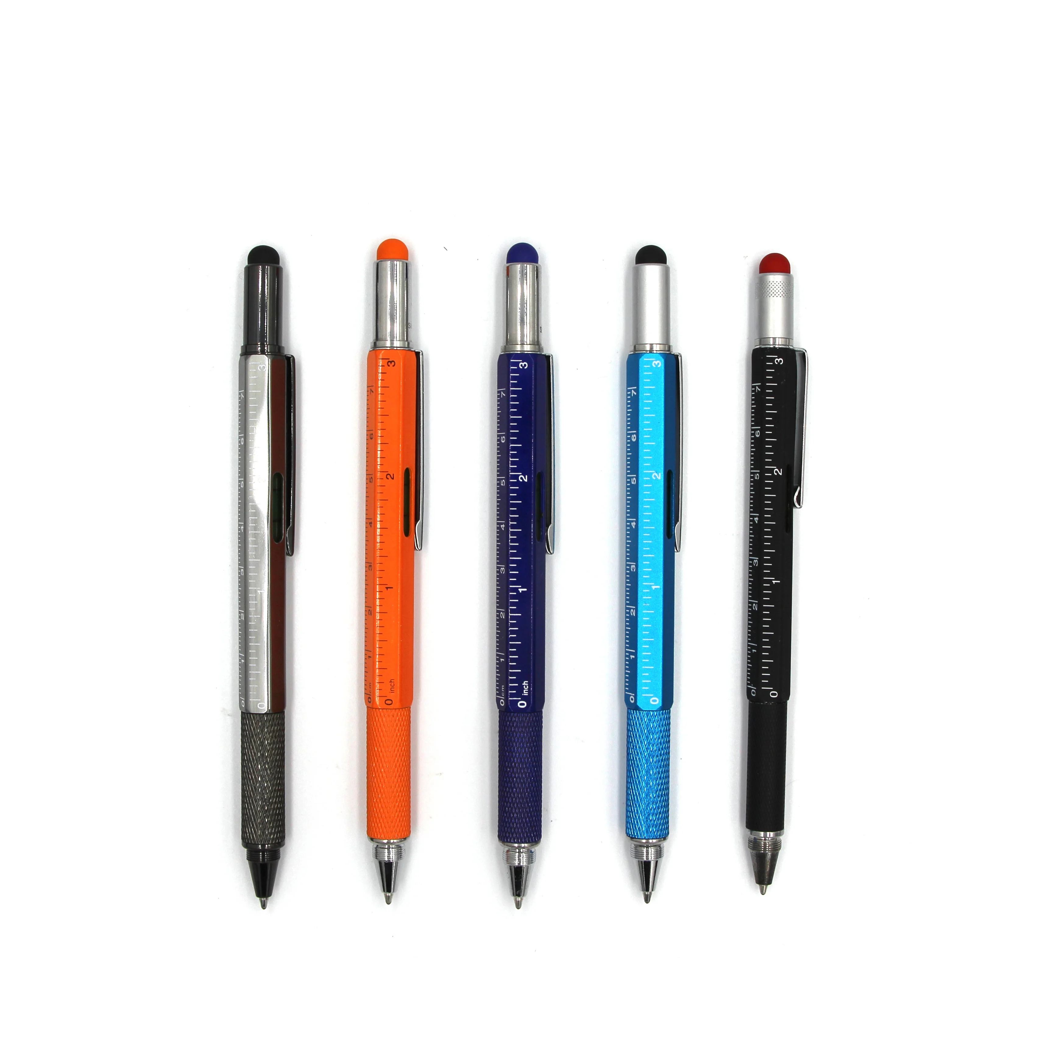 Promotional Tool Pen with Custom Logo 6 in 1 Metal Pen Screwdrivers Ruler ballpoint Stylus Level