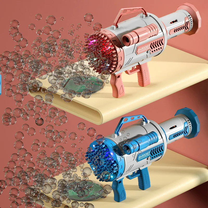 Rocket Boom Gatling 100 Holes Bubble Machine Toy  Super Toy Multi Bubble Automatic Bazooka Electric Bubble Gun