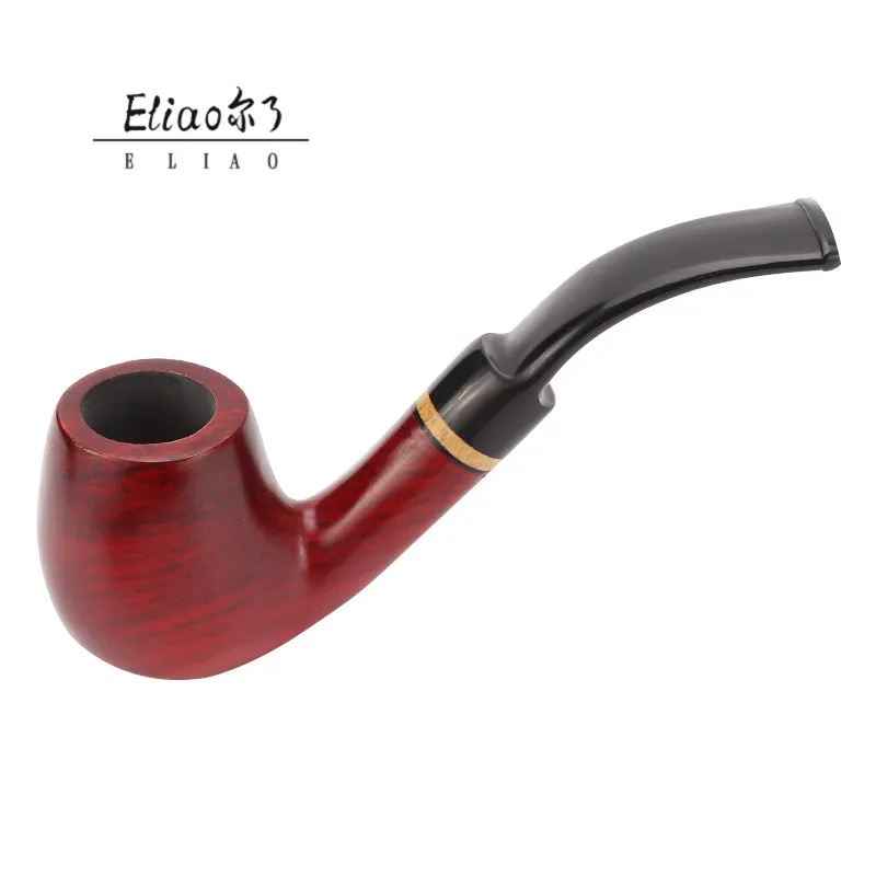 Erliao Classic Red Sandalwood Pipe Tobacco Smoking Add Circle Wood Grain High quality Smoking Pipe