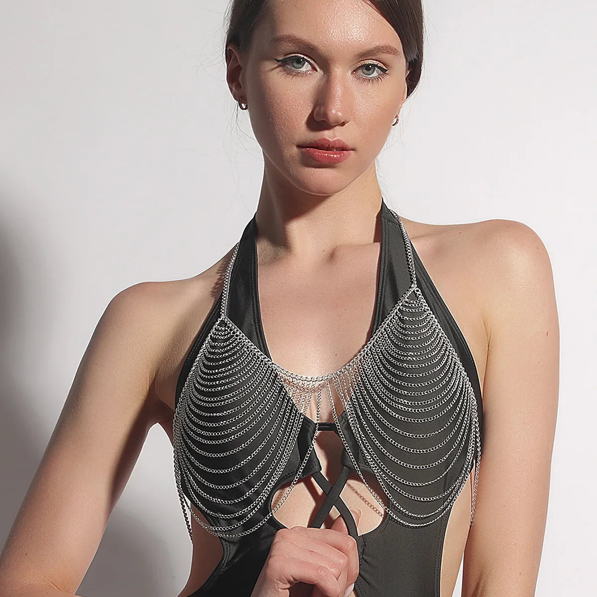 PJ-C519 Sexy Super Hot Shinny Crystal metal Mesh Metal Body Chain Top for Women Body Jewelry Chain