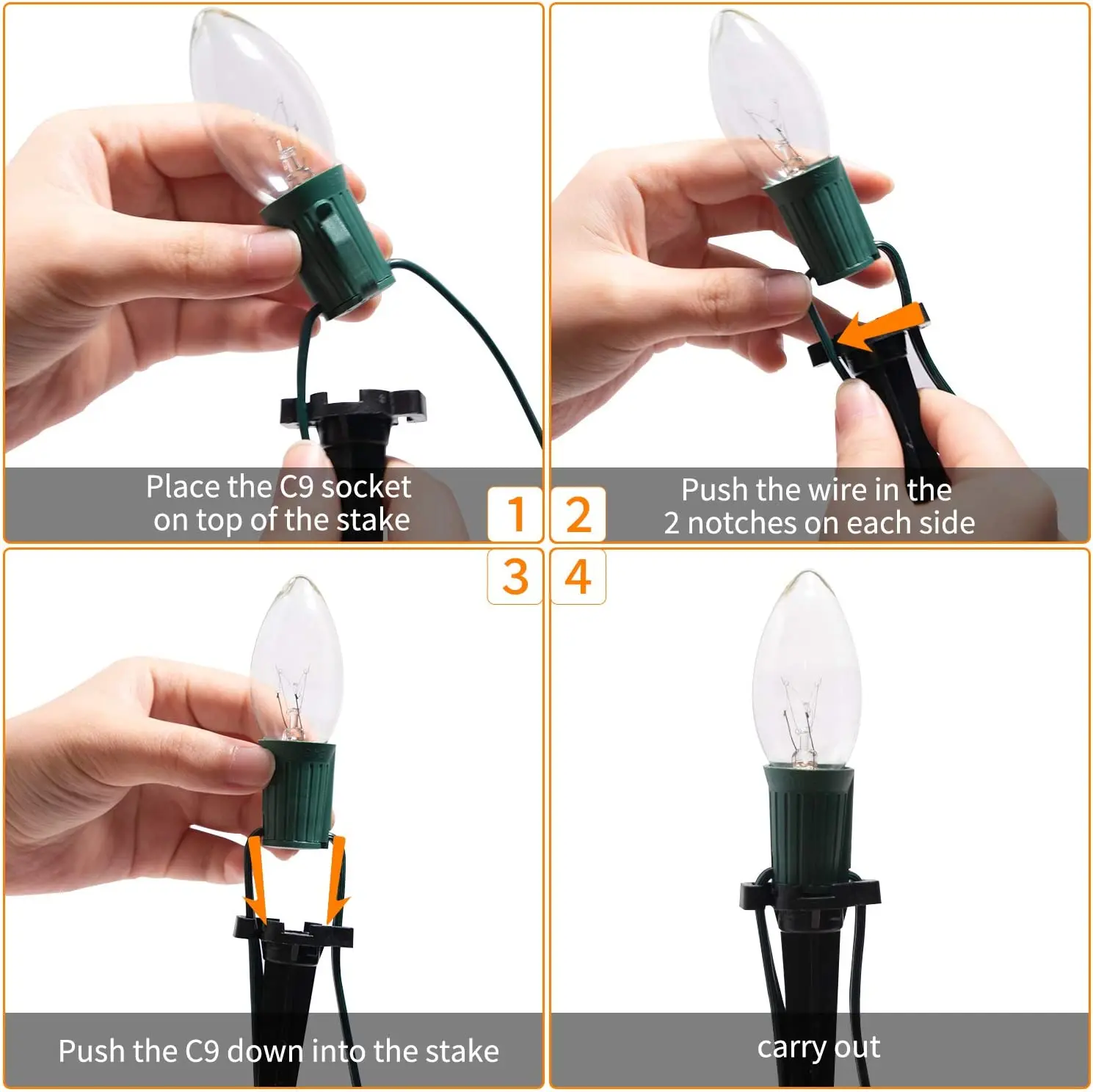 Wholesale High Quality stake Lighting Warm White C9 Bulb Led Christmas Lights Strawberry Surface Waterproof Cover