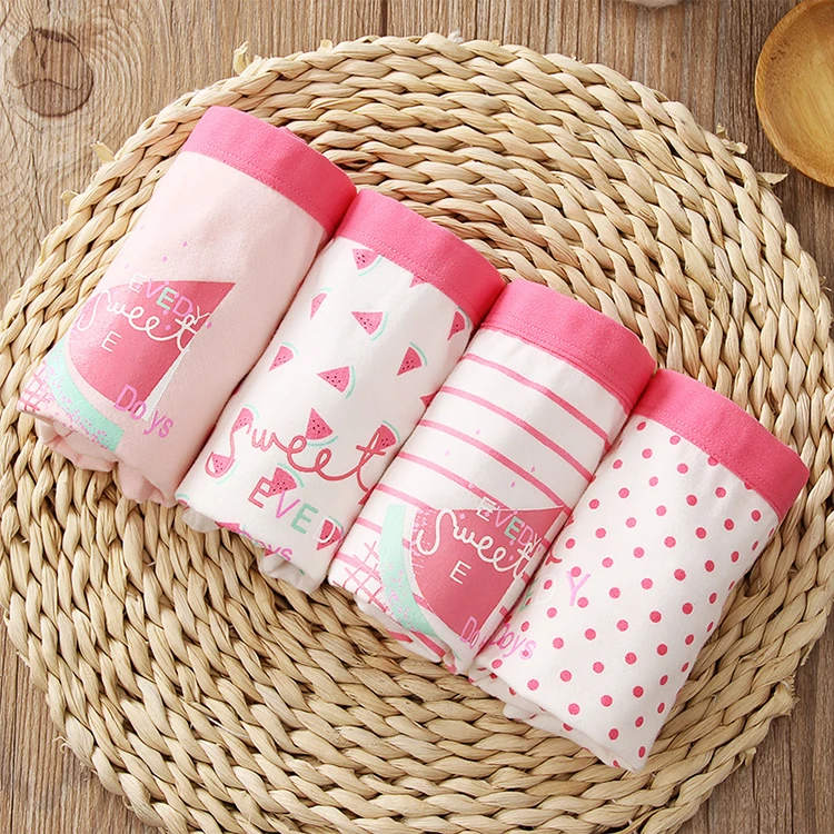 Модное нижнее белье из органического хлопка для малышей, трусики для маленьких девочек с мультяшным принтом