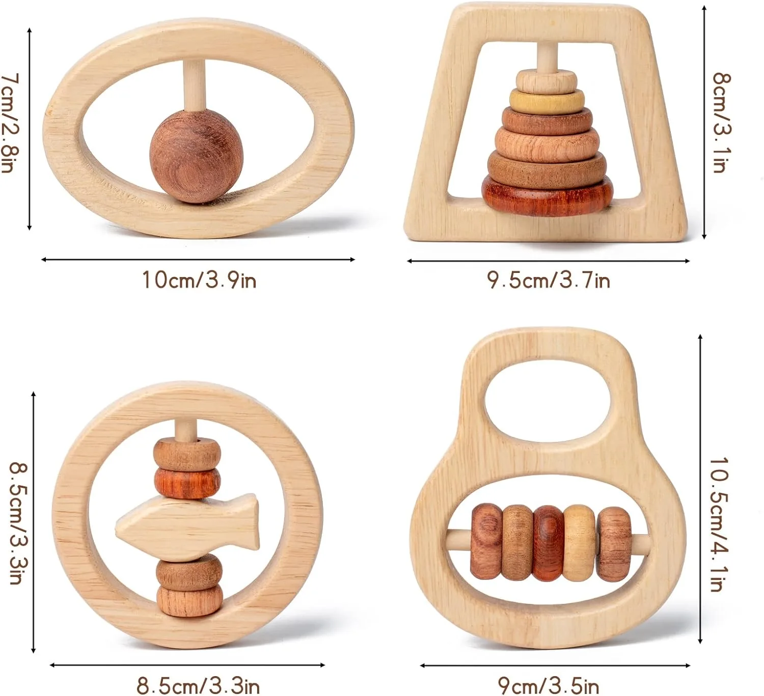 Wooden Baby Toys For 0-12 Months Baby wooden Rattle Boys And Girls Wooden Teething Gift