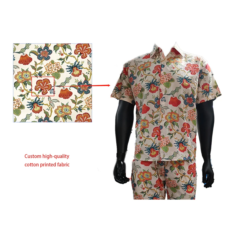 Custonm woven 100%cotton  printed fabric Stoff  tela kain for shitrs