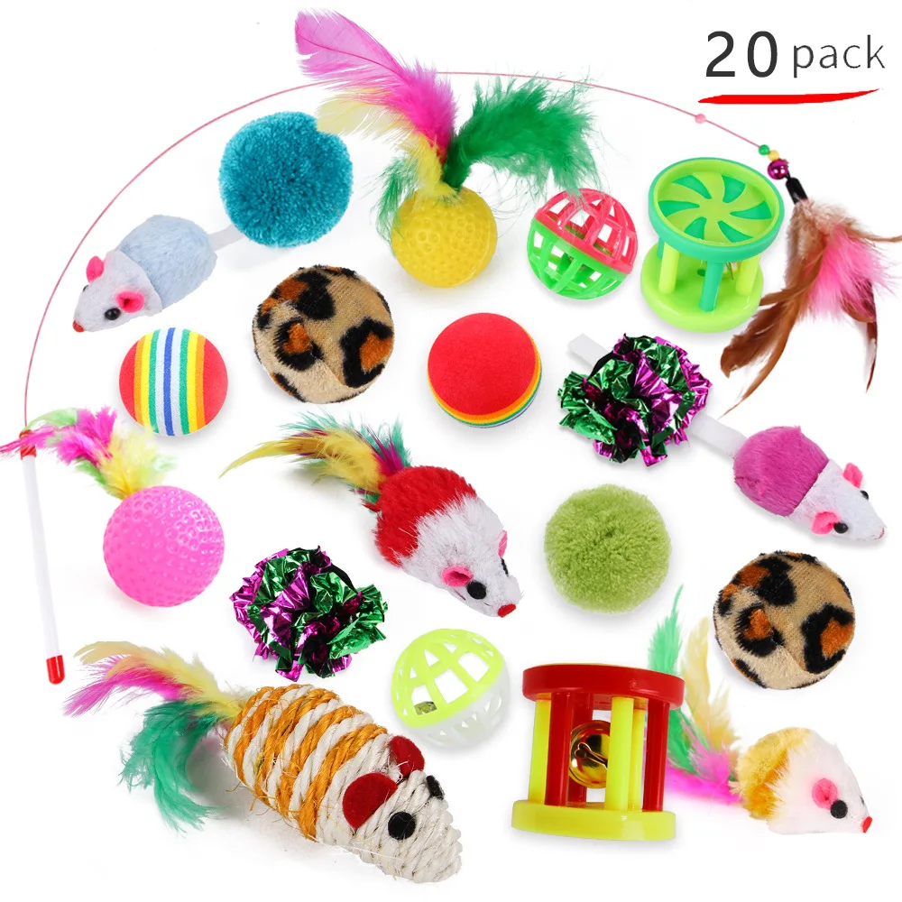 Cat set exclusive pet toys 2021 New hot sale pet toys yiwu cat toys 20 piece set