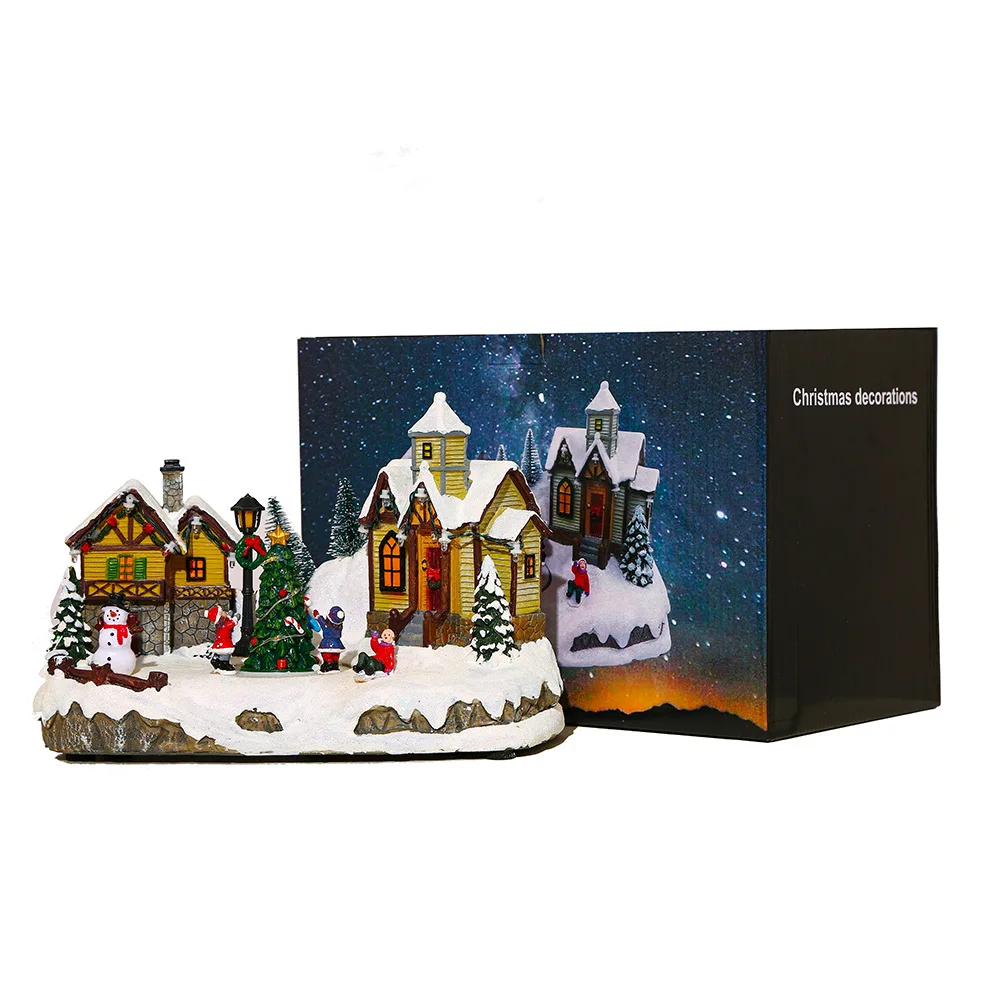 Christmas Glow Music Snow house Snow view House Christmas decorations Gift Gift window tabletop decoration Christmas Village