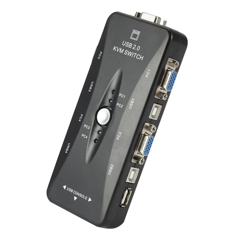 USB 2 0 4-портовый концентратор KVM VGA/SVGA распределительной коробки адаптер подключается принтер Intelli клавиатуры и мыши 4 компьютеров используют 1