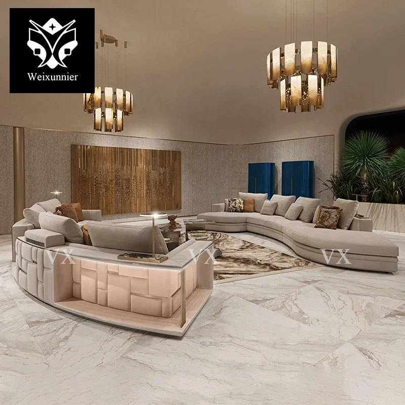Italian designer latest modern velvet curved shape sofa for living room symmetrical modular sectional sofa half moon circle sofa