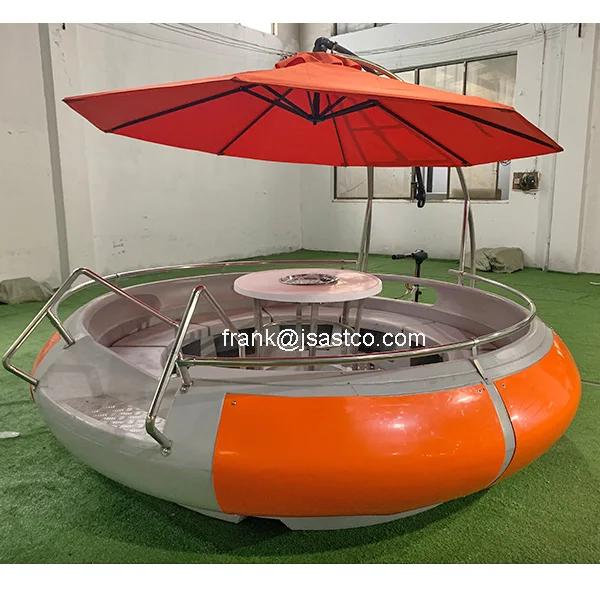 10- 12 person seats Factory Wholesale customized color logo Electric Barbecue Boat BBQ Donut Boat for Sale floating party boat