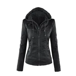 Quanzan 2021 нового дизайна женские кожаные куртки зимнее ветрозащитное пальто из PU искусственной кожи 5 видов цветов плюс размер 7XL с капюшоном Женская