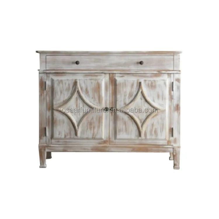 Vintage French Country Style Furniture Solid Carved Wood Drawer Chest