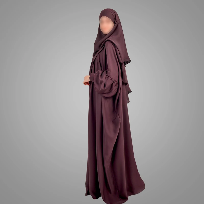Modern Elegant Muslim Women Abaya Loose Fitting Plus Size Dress Dubai Arabic Style Jilbaya Women Burgundy Kaftan Islamic Clothes