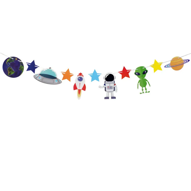 University  Space Party Supplies, Boy Happy Birthday Balloons with Happy Birthday Banner Rocket Astronaut Moon garland