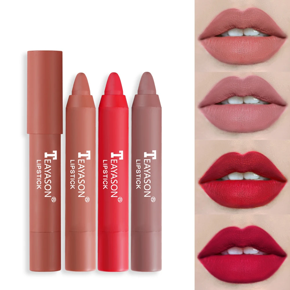 High Pigment Colorful Makeup Lipsticks Waterproof Durable Velvet Matte Rotatable Lipstick Pens