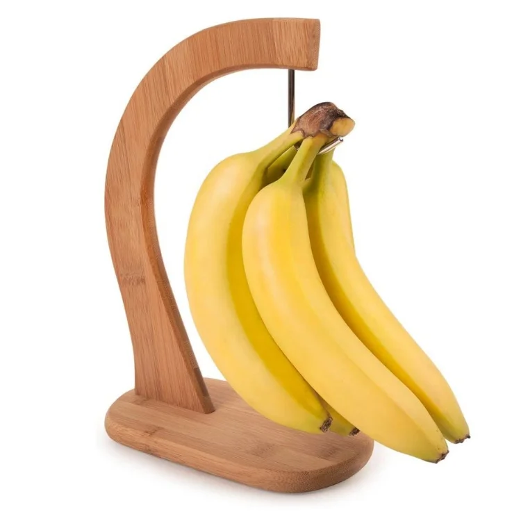 
Wooden banana hanging display stand natural high quality and durable fruit and vegetable display stand 