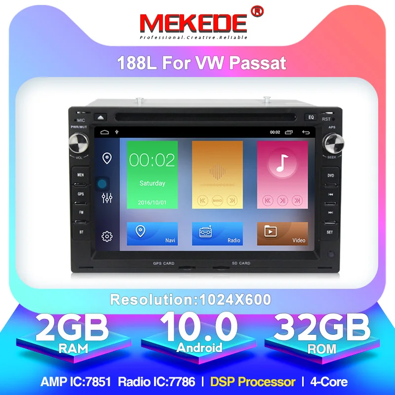 Автомобильный DVD-плеер MEKEDE с четырехъядерным процессором, 7 дюймов, Android 10, 1 Гб + 16 ГБ, CD для VW PASSAT B5, Golf 4, Polo, Bora, Jetta, Sharan, T5, Авторадио 1999-2005, SWC