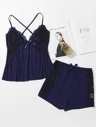 2022 new camisola de encaje sexy conjuntos de pijamas con correa woman ropa de dormir sexy lace sleepwear para mujer