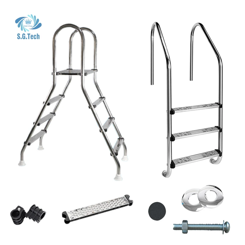 MU Anti-slip Metal Ladder Above Ground Pool Side Ladder Synthetic Ladder Indoor Pool Accessories