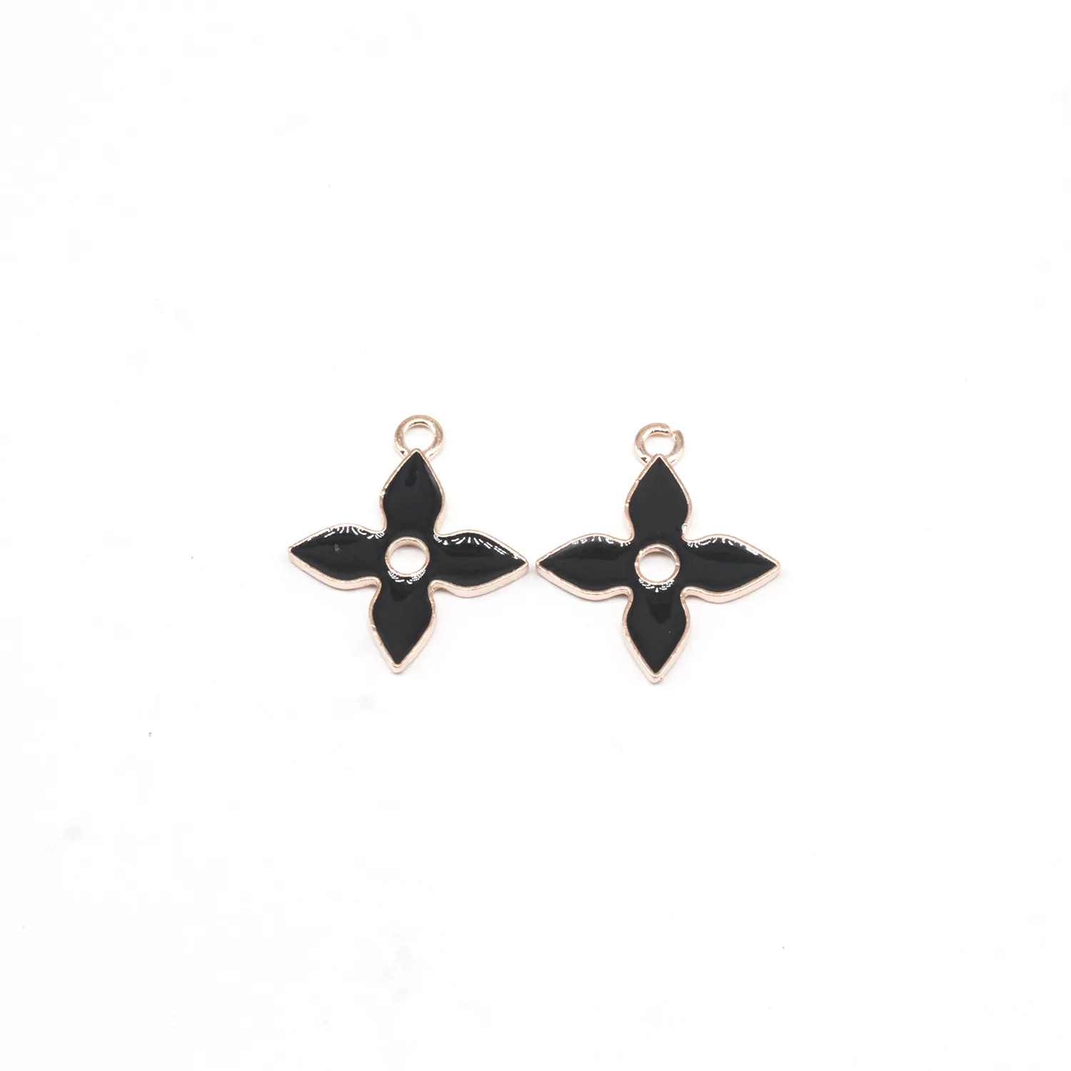 DIY Gold Plated  Zinc Alloy Diy Pendants Jewelry Making  Accessories Four Leaf Flower Enamel Enameled Clovers Pendant Charm