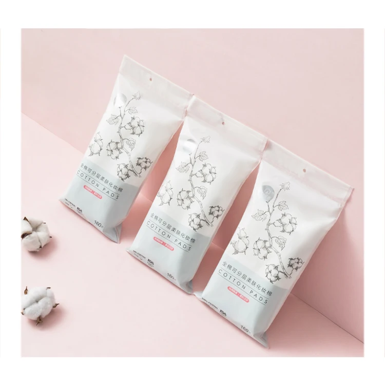 China Supplier Eco-friendly Natural 100% Face Cleaning Cotton Rounds Makeup Remover Pads Organic Cotton Pads Facial for Women