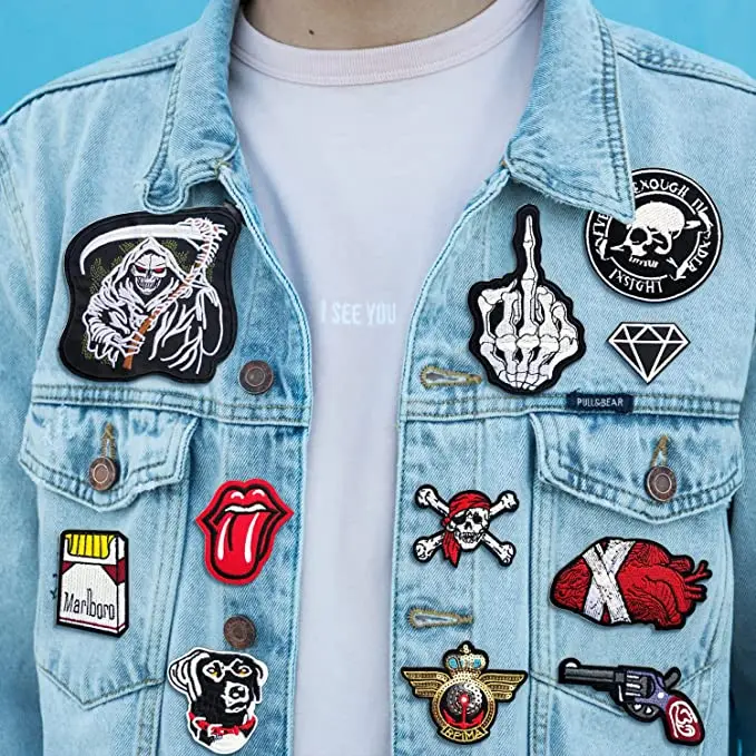 Custom Logo Text Motorcycle Biker Embroidery Patches Any Size Any Logo Decorative Patches Iron on Sew on Hook & Loop Fasten