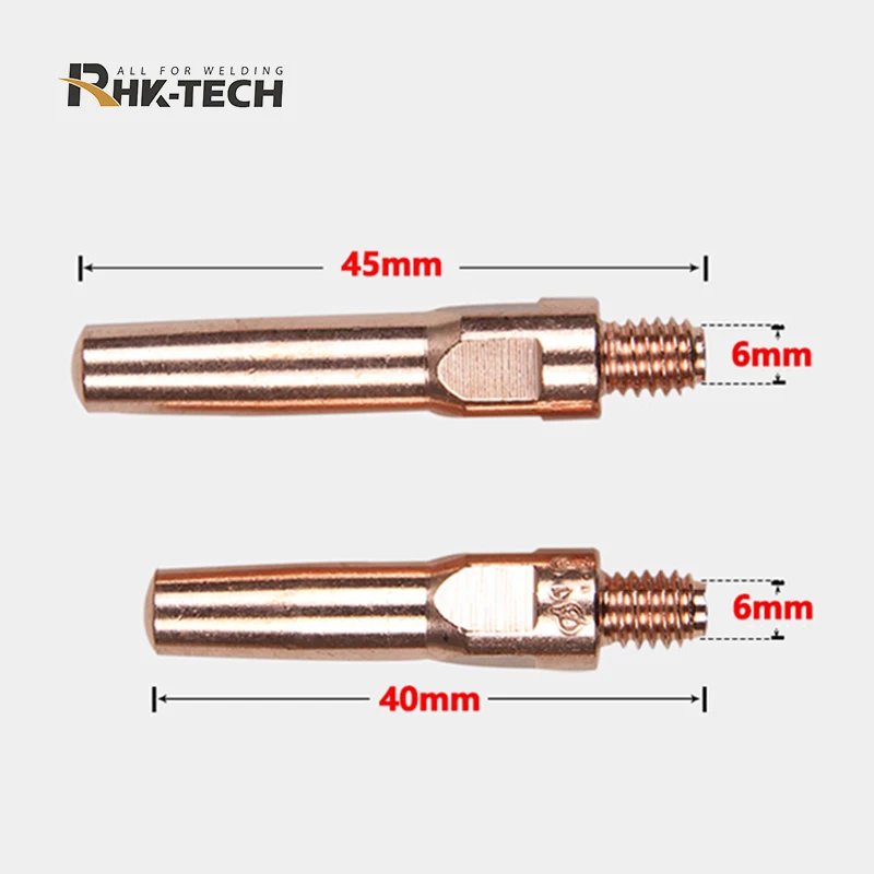 RHK TECH Wholesale MIG Welding Torch Consumables M6x45mm CuCrZr Welding Contact Tips for 200A 350A 500A MIG Torch