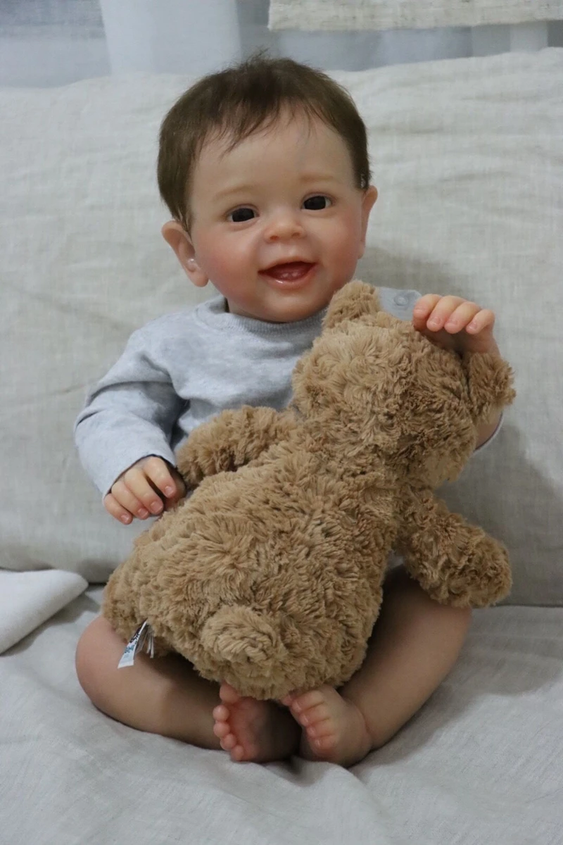 NPK 60CM Hand-rooted Hair Reborn Finished Doll Painted as in Picture Baby Yannik in Boy With Lifelike Hand Painted Art Doll