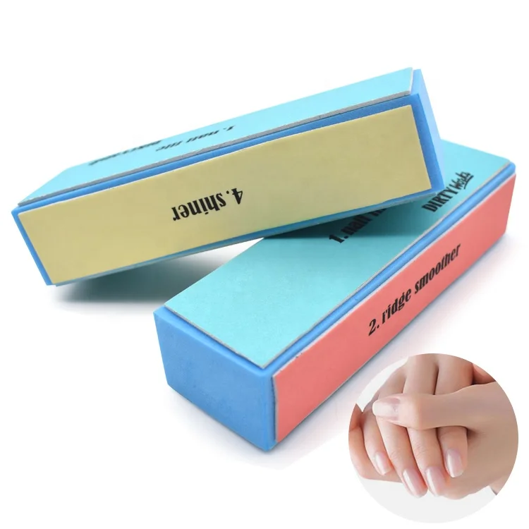 Cheap and fine Nail Files 4 Sides Sponge Nail buffer Polishing Sanding Block 4 Sides colorful Nail File
