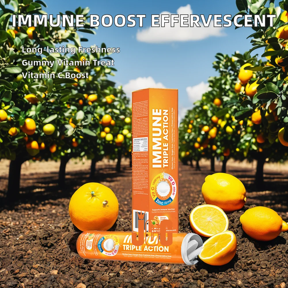 Customized Flavor Immune Effervescent Tablet Supplement 1000mg Vitamin C 20 Drink Tablets Gluten-Free Vitmain D Pregnant Women