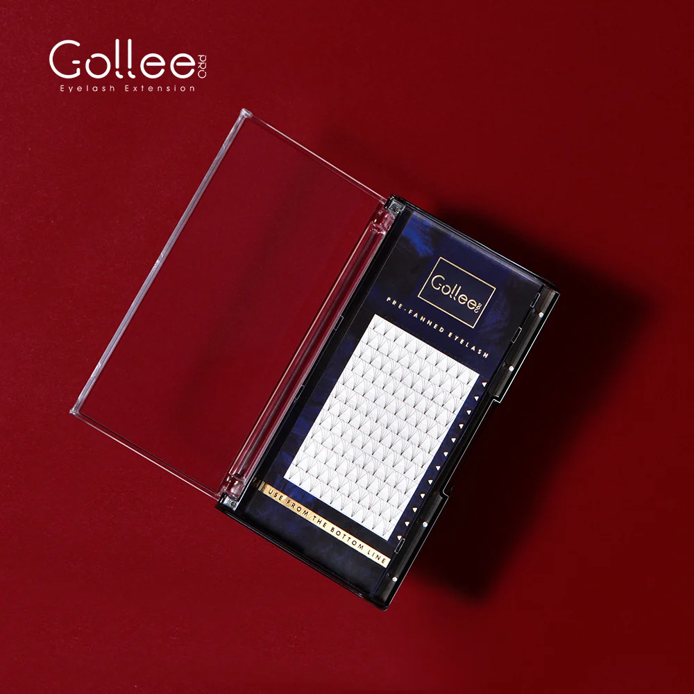 Gollee Brand Flat 3D Silk Lashes Private Label Eyelash Lightweight Less Glue Volume Flare Eyelash  Extension