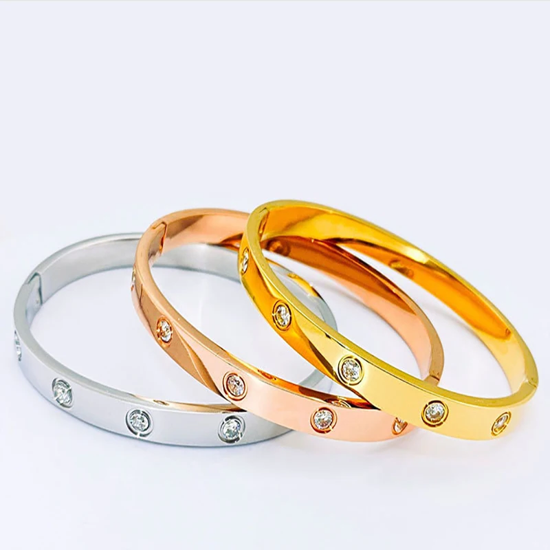 Minimalist stainless steel bracelets cuff Star Round Zircron Bangle Women Men 18K Gold Silver Plated Fashion Bangle Bracelets