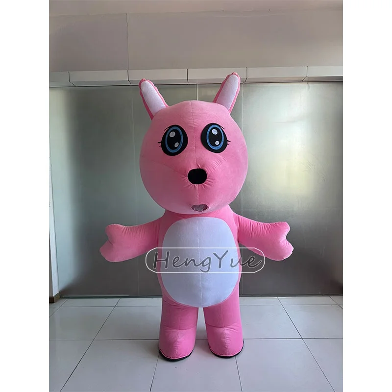 Hengyue Giant Walking Pink Rabbit Mascot Costumes for Outdoor Cosplay Commercial Events Dresses Inflatable Animal Rabbit Mascot