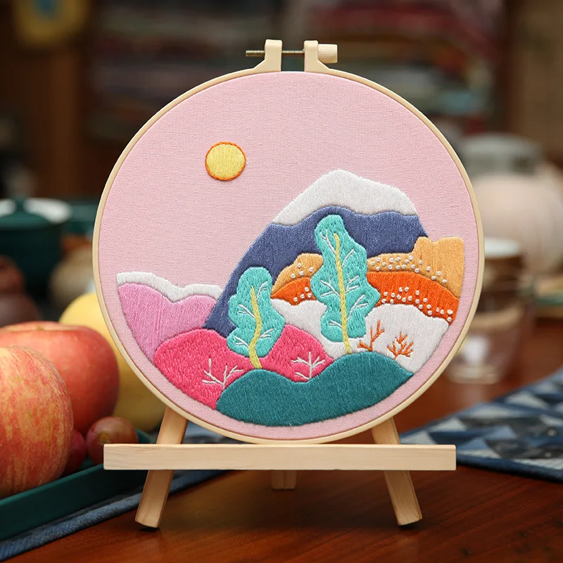 Scenic Serenity DIY Embroidery Landscape Kit Ideal for Handmade Living Room Decor