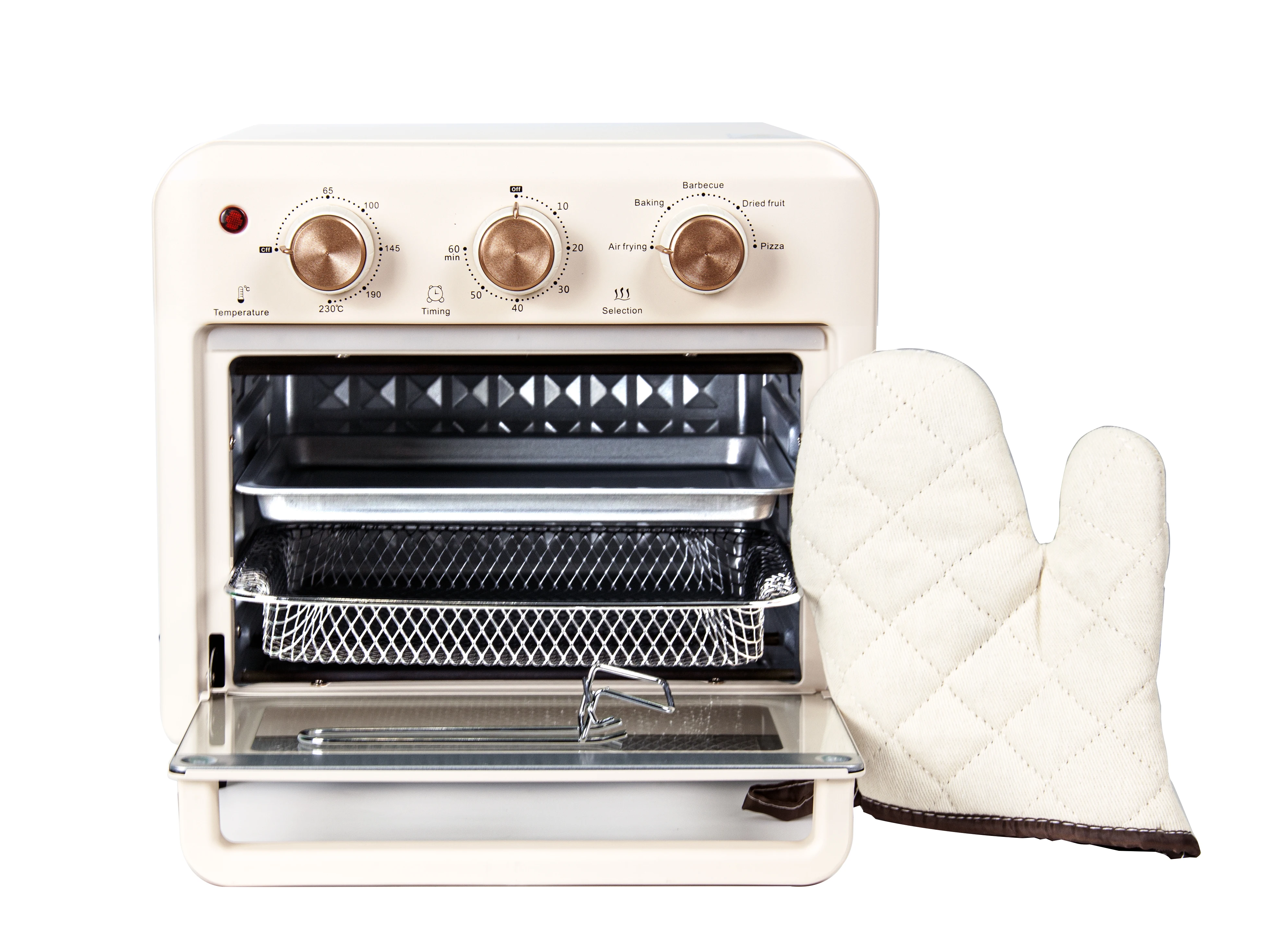 15-Liter Steel Smart Electric Countertop Oven Toaster Multi-Functional Digital Intellect Non-Oil Household Visible Window