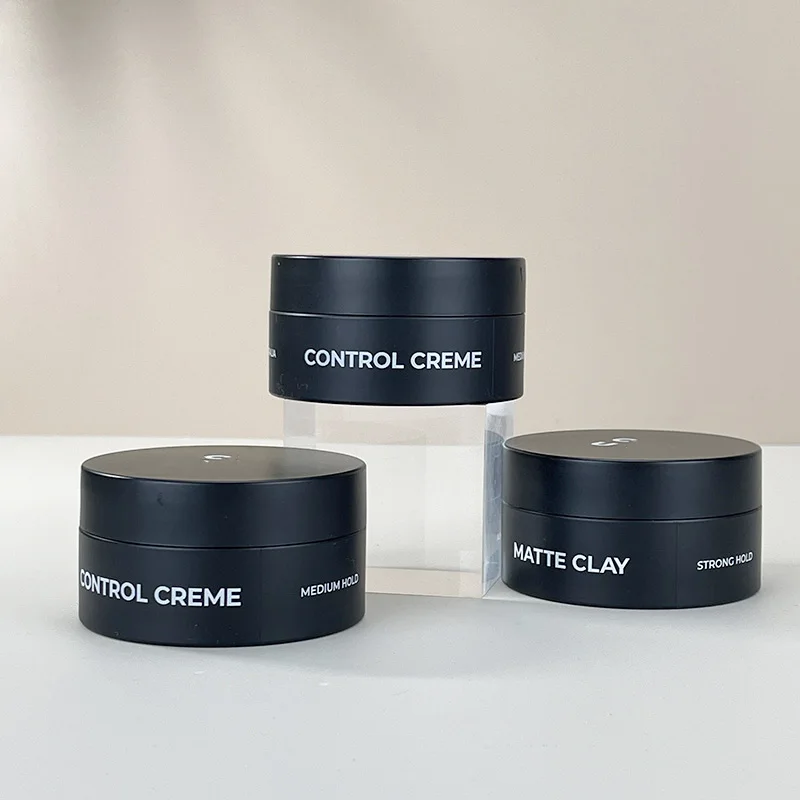 Men Wax Matte Black Plastic Jar with Lid 4oz 6oz 8oz Skin Care Cosmetic Packaging Hair Oil Pomade Cream Bottle Body Butter Jars