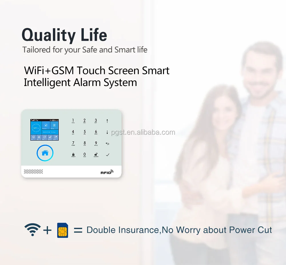 PGST Wifi GSM Autodial iOS Android Mobile Control Home Security Alarm System for Smart Home House Safety