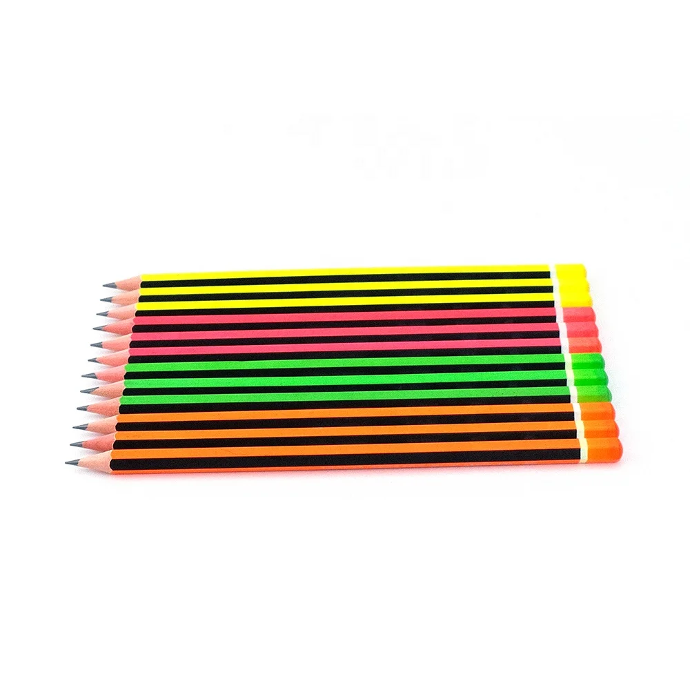 
2019 China Factory High Quality Neon Color Red Basswood HB Standard Wooden Pencil with Strips Pencil with Dipped End  (60547754750)