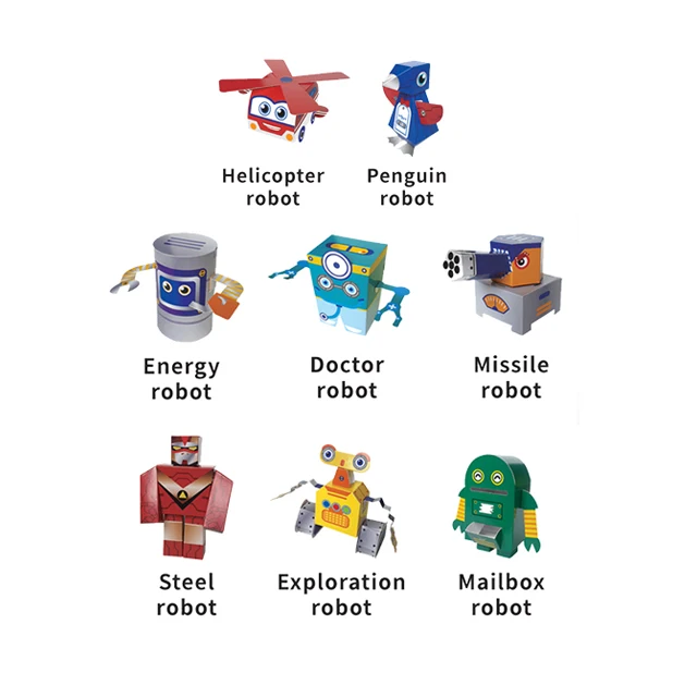 Children Juguete Preschool Educational game learning crafts DIY creative art 3D Robot paper model origami toy