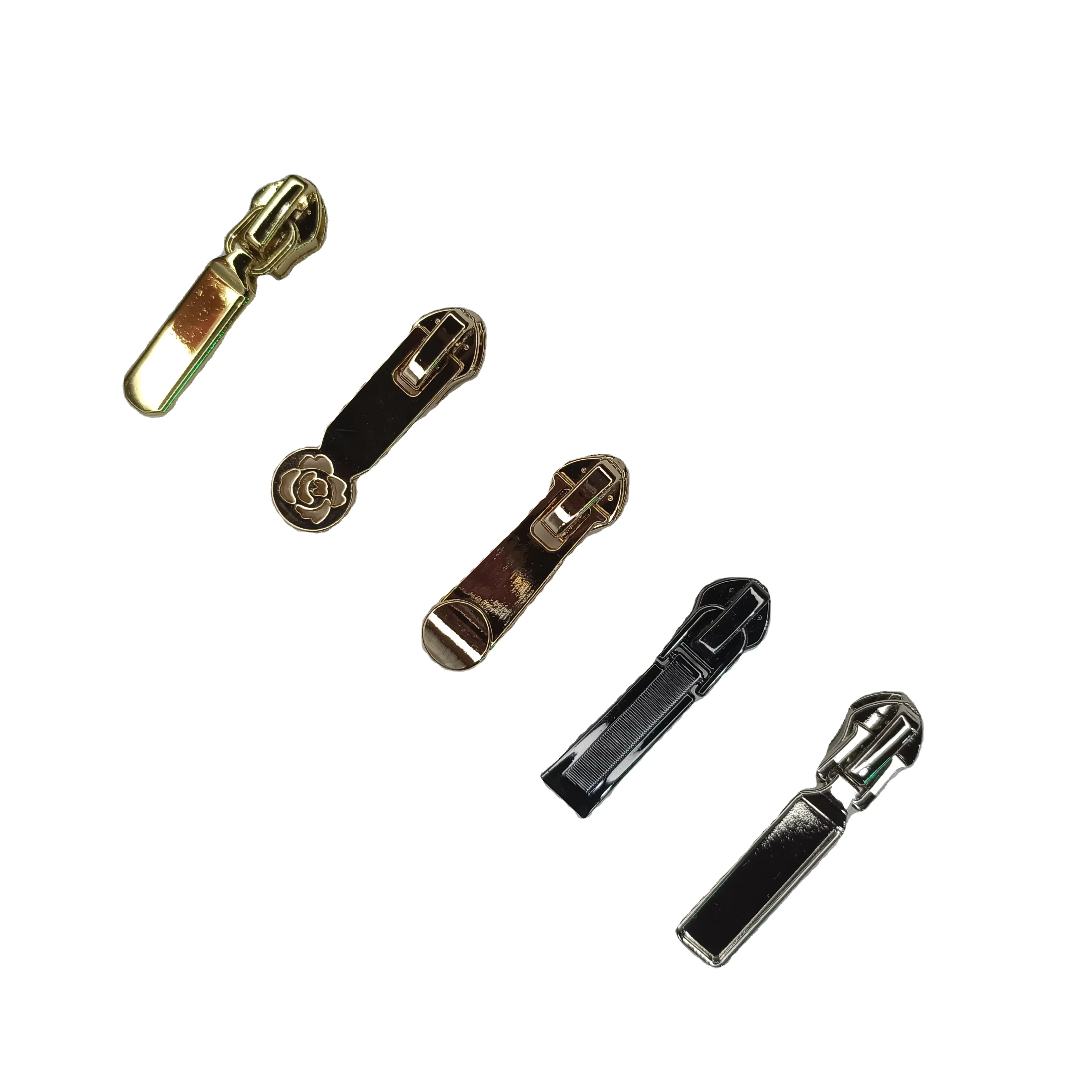 High quality electroplating wholesale zip Sliders pulls metal Zipper Pullers for Shoes Bags luggages clothing