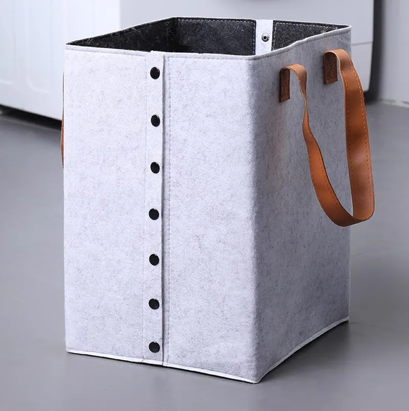 Portable felt laundry Storage Basket with handle Felt storage basket organizer box for toys