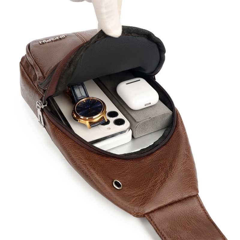 Cross Body Sling Chest Bag for Men Sling Bag Fashion Bag Sports Shoulder Light Weight Cycling 2023 Fashionable PU Nylon 5-7 Days